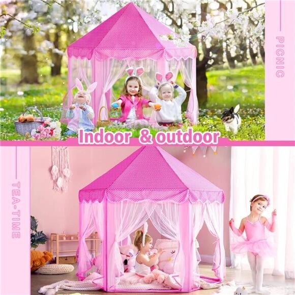 Princess Tent Girls Large Playhouse Kids Castle 55'' x 53'' (DxH) - Picture 5 of 7